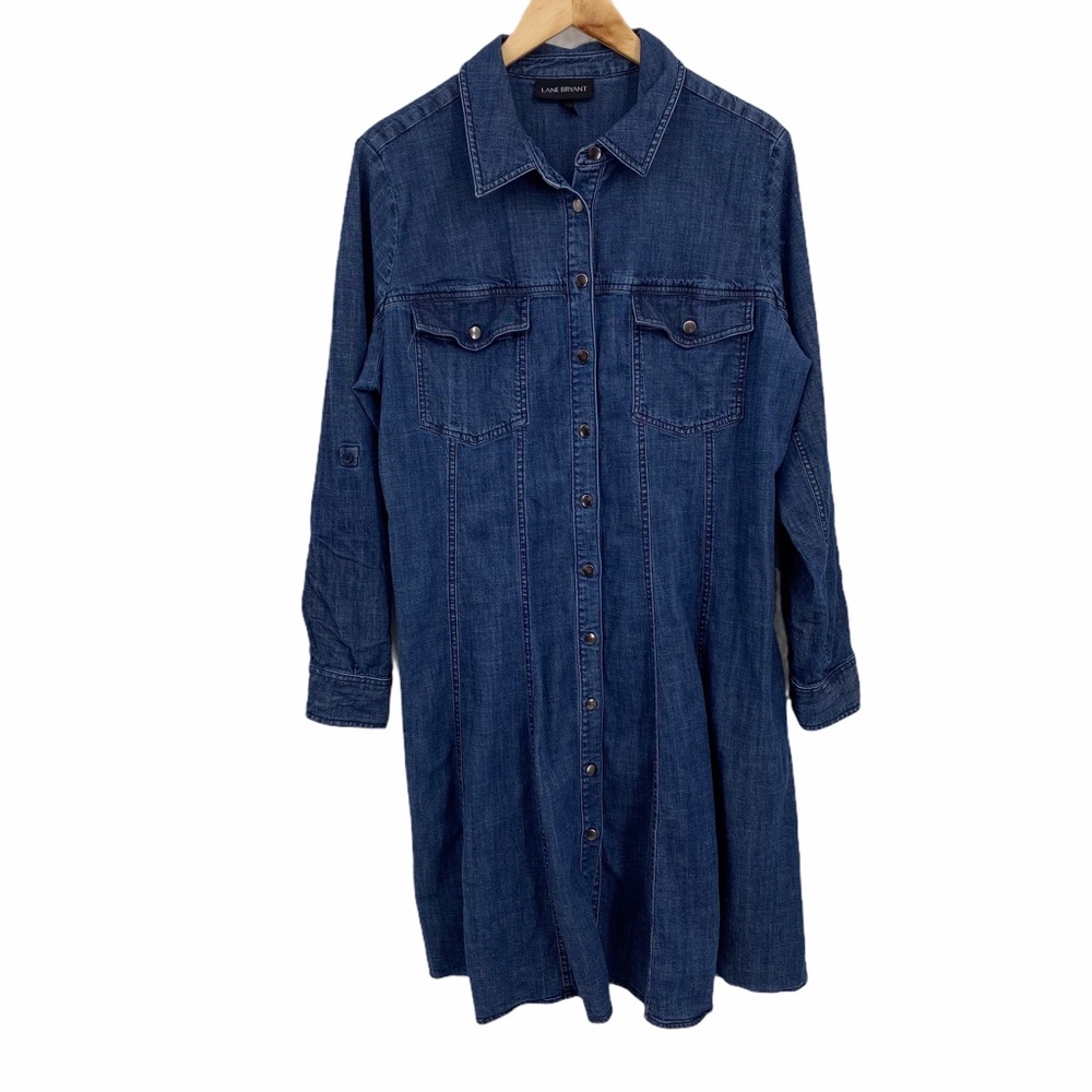 Lane Bryant stretchy denim button front dress